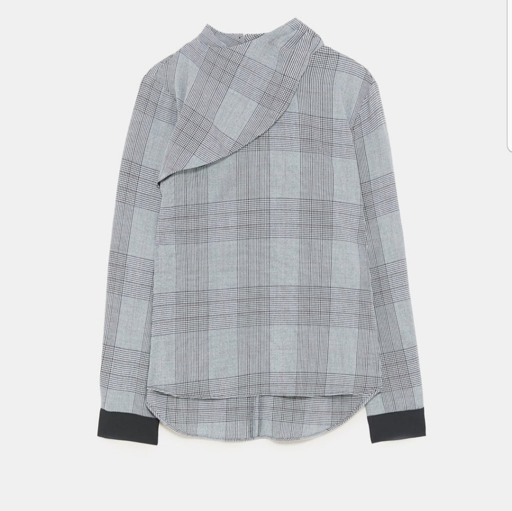 Zara Basic Checked Wrap Top Collection Size Small - image 2